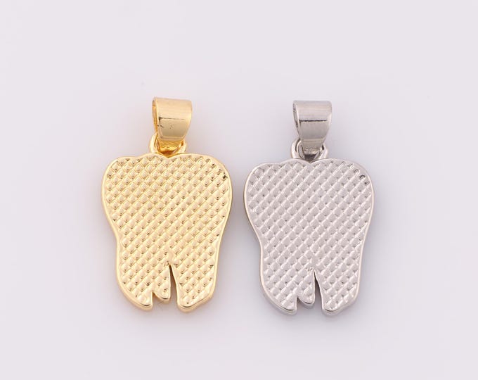 1 pcs Gold Tooth Pendant,18K Gold Filled Tooth Charm,Tooth Charm DIY Bracelet Necklace Jewelry Making Findings Supply