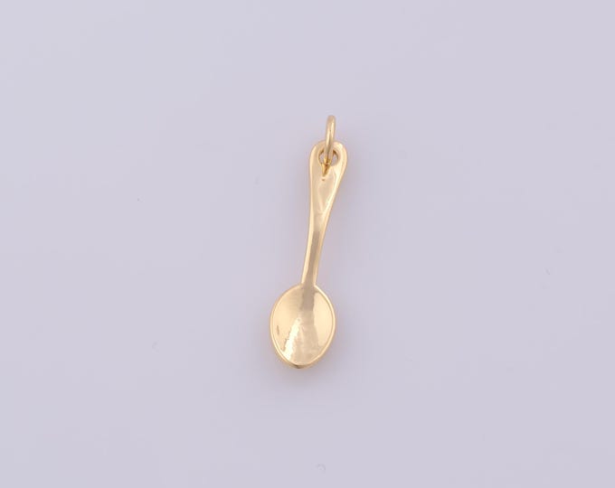 1 pcs Gold Tableware Pendant,18K Gold Filled Spoon Charm,Tableware Charms DIY Bracelet Necklace Jewelry Making Findings Supply