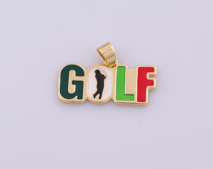 1 pcs Gold Enamel Golf Letter Pendant,18K Gold Filled Golf Charm,Letter Charms DIY Bracelet Necklace Jewelry Making Findings Supply