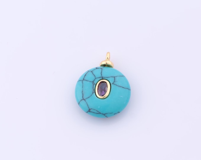 1 pcs Gold Energy Stone Pendant,18K Gold Filled Natural Stone Charm,Turquoise Charms DIY Bracelet Necklace Jewelry Making Findings Supply