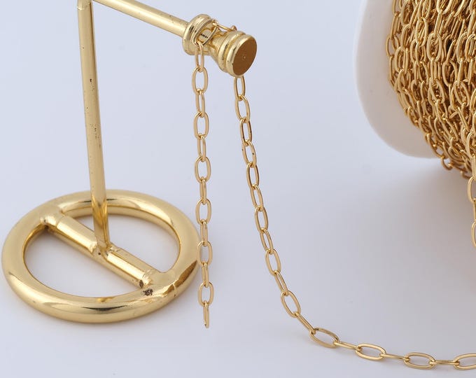 1 Meter Gold Cable Chain, 18K Gold Filled Semi Finished Chain, Specialty Chains, DIY Jewelry Making Supplies