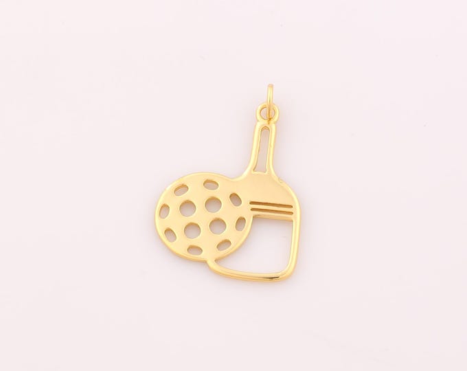 1 pcs Gold Racquet Pendant,18K Gold Filled Sports Charm,Racquet Charms DIY Bracelet Necklace Jewelry Making Findings Supply