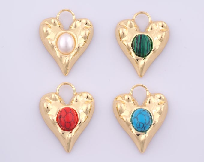 1 pcs Gold Heart Pendant,18K Gold Filled Love Charm,Heart Charms DIY Bracelet Necklace Jewelry Making Findings Supply