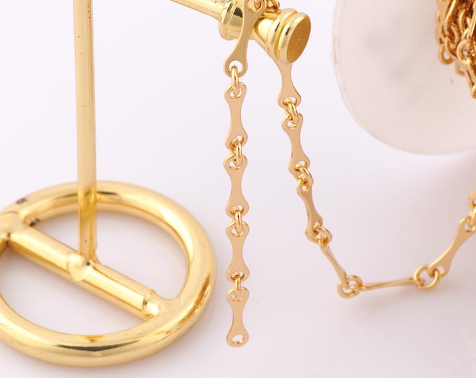 1 Meter Gold Bone Chain, 18K Gold Filled Semi Finished Chain, Specialty Chains, DIY Jewelry Making Supplies