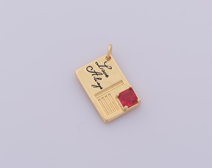 1 pcs Gold CZ Postcard Pendant,18K Gold Filled Letter Charm,Square Charms DIY Bracelet Necklace Jewelry Making Findings Supply