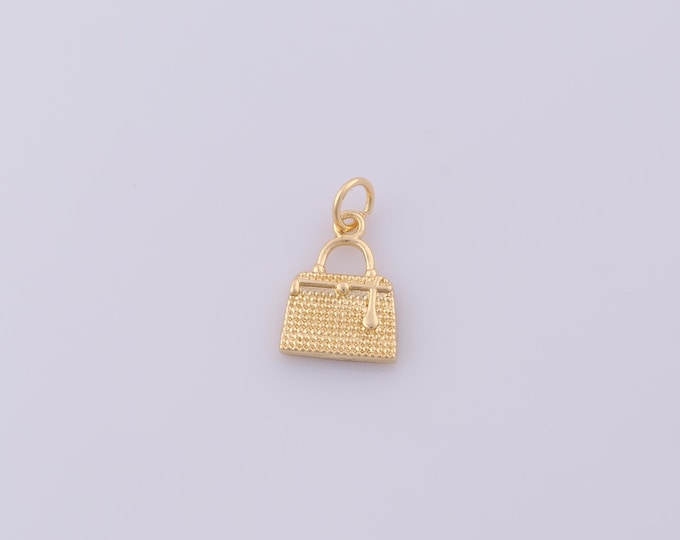 1 pcs Gold Handbag Pendant,18K Gold Filled Handbag Charm,Handbag Charms DIY Bracelet Necklace Jewelry Making Findings Supply