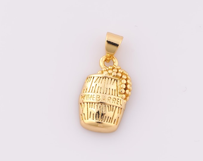 1 pcs Gold Wine Barrel Pendant,18K Gold Filled Wine Barrel Charm,Wine Barrel Charm DIY Bracelet Necklace Jewelry Making Findings Supply