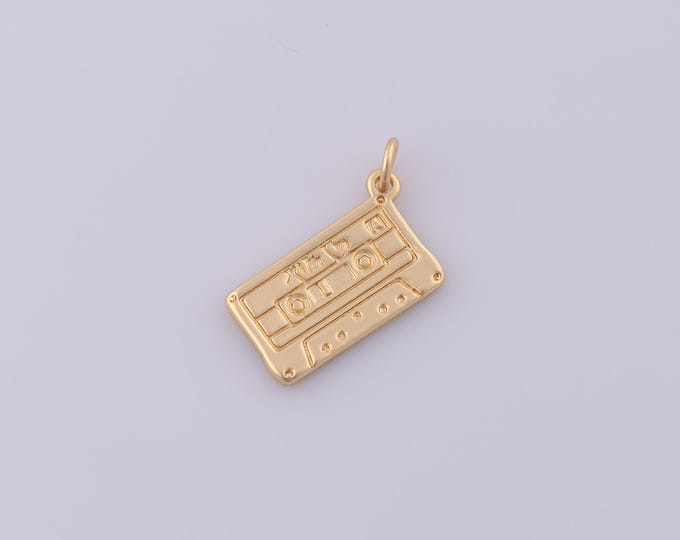 1 pcs Gold Tape Pendant,18K Gold Filled Radio Charm,Square Charms DIY Bracelet Necklace Jewelry Making Findings Supply