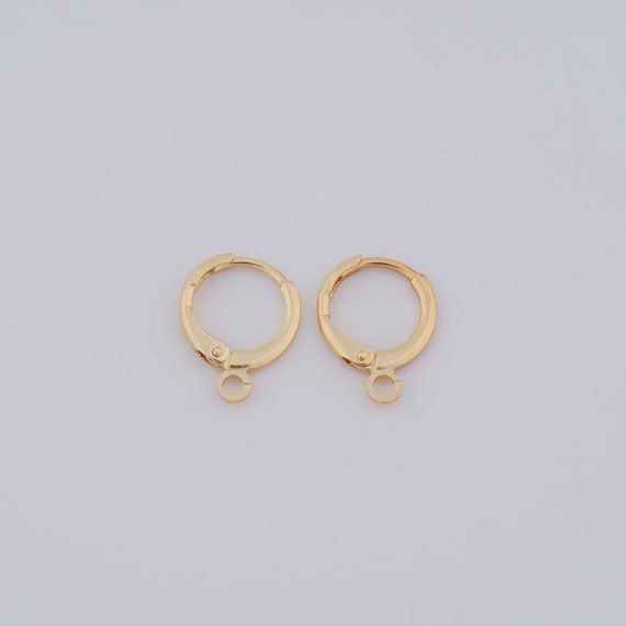 5 pair 18K Gold Filled Hoop Huggie Earring Hooks,Round Dangle Tarnish Resistant Lever Back Earring Hooks Earwire for Jewelry Making Supplies