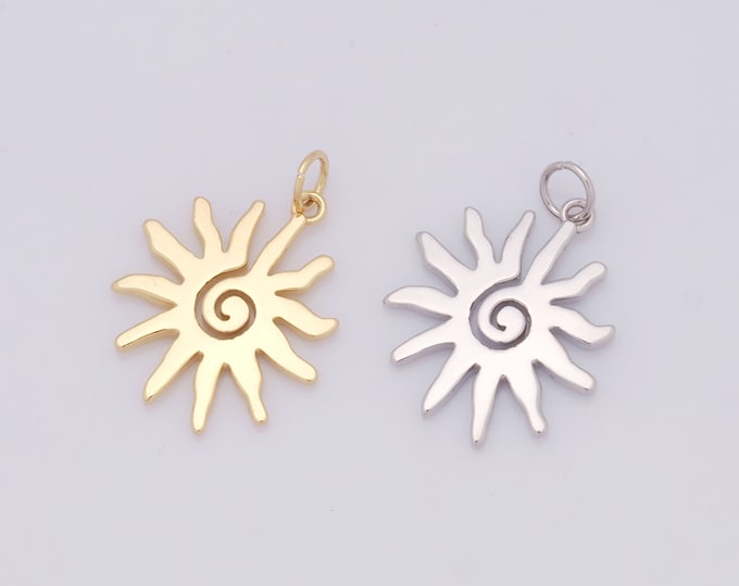 1 pcs Gold Sun Pendant,18K Gold Filled Sun Charm,Sun Charms DIY Bracelet Necklace Jewelry Making Findings Supply