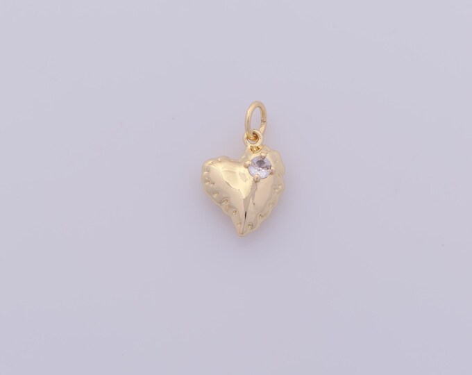 1 pcs Gold CZ Heart Pendant,18K Gold Filled Love Charm,Heart Charms DIY Bracelet Necklace Jewelry Making Findings Supply
