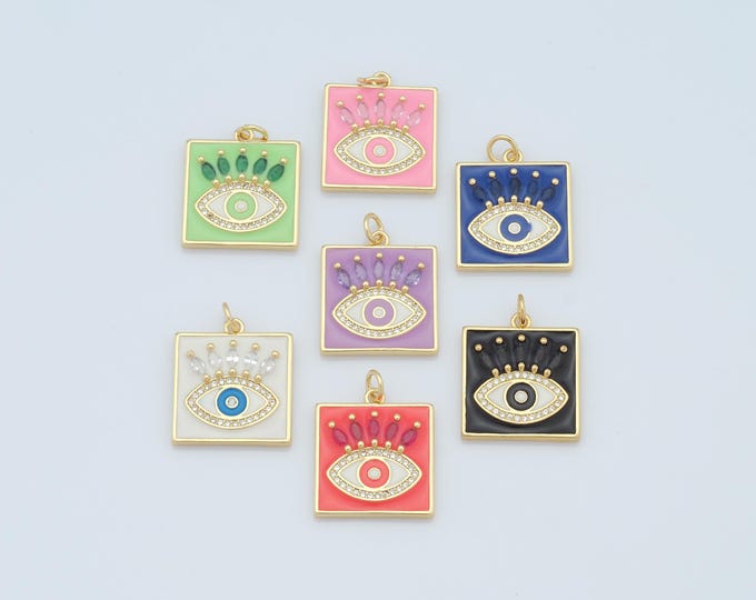1 pcs Gold CZ Evil Eye Pendant,18K Gold Filled Devil Eye Charm,Eye Charm DIY Bracelet Necklace Jewelry Making Findings Supply
