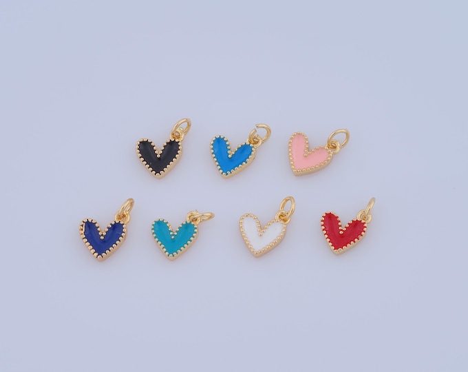 1 pcs Gold Enamel Heart Pendant,18K Gold Filled Heart Charm,Heart Charm DIY Bracelet Necklace Jewelry Making Findings Supply