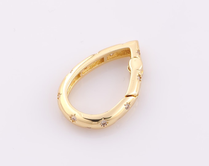 1 pcs Gold Push Door Clasp,18K Gold Filled Water Drop Clasp,Snap Clasp for DIY Bracelet Necklace Jewelry Making Findings Supply