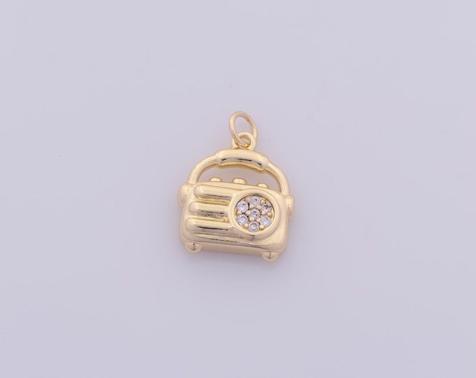 1 pcs Gold CZ Radio Pendant,18K Gold Filled Radio Charm,Radio Charms DIY Bracelet Necklace Jewelry Making Findings Supply