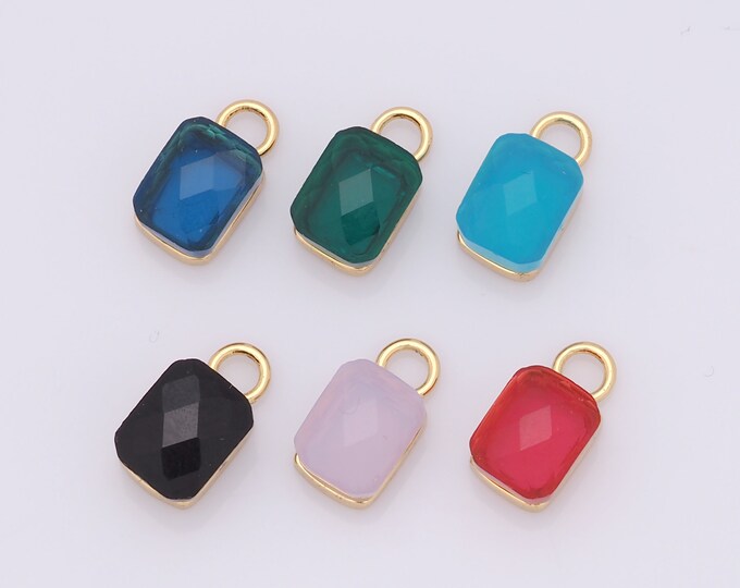 1 pcs Gold Solitaire Pendant,18K Gold Filled Square Charm,Square Charm DIY Bracelet Necklace Jewelry Making Findings Supply