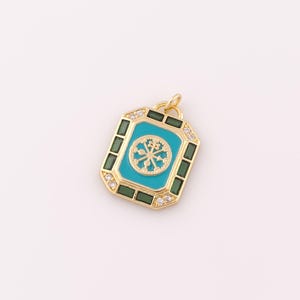 1 pcs Gold Lucky Symbol Pendant,18K Gold Filled Lucky Charm,Enamel Lucky Symbol Charm DIY Bracelet Necklace Jewelry Making Findings Supply