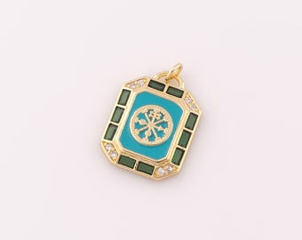1 pcs Gold Lucky Symbol Pendant,18K Gold Filled Lucky Charm,Enamel Lucky Symbol Charm DIY Bracelet Necklace Jewelry Making Findings Supply