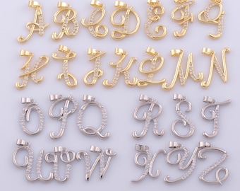 1 pcs Gold CZ Letter Pendant,18K Gold Filled Initial Charm,Letter Charm DIY Bracelet Necklace Jewelry Making Findings Supply