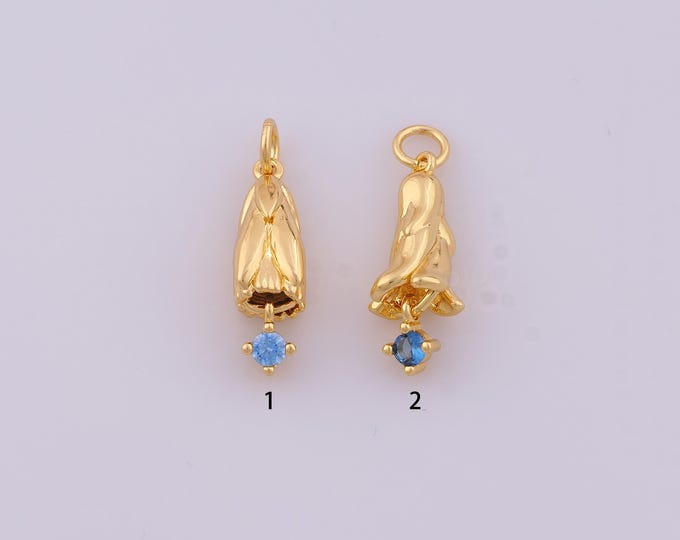 1 pcs Gold CZ Flower Pendant,18K Gold Filled Flower Charm,Flower Charms DIY Bracelet Necklace Jewelry Making Findings Supply