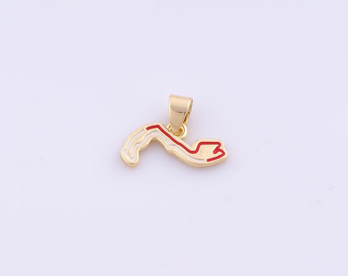 1 pcs Gold Enamel Track Pendant,18K Gold Filled F1 Track Charm,Track Charms DIY Bracelet Necklace Jewelry Making Findings Supply