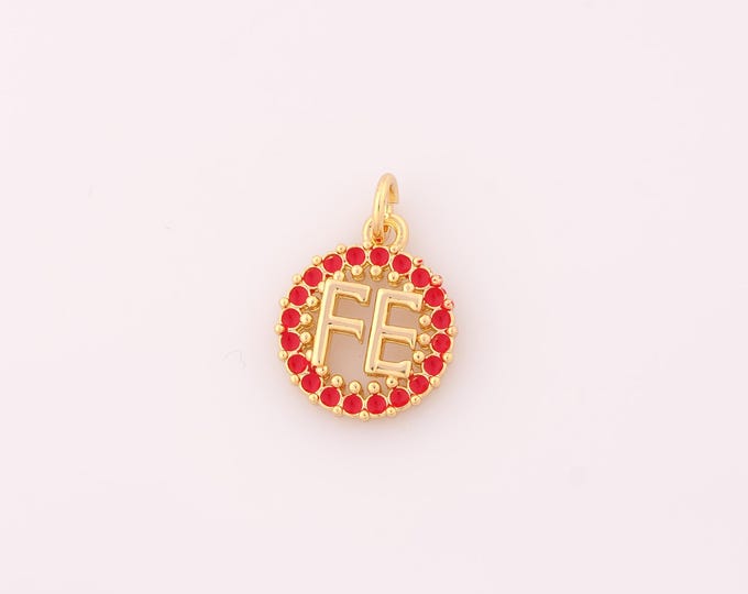 1 pcs Gold CZ Round Pendant,18K Gold Filled FE Charm,Round Charms DIY Bracelet Necklace Jewelry Making Findings Supply