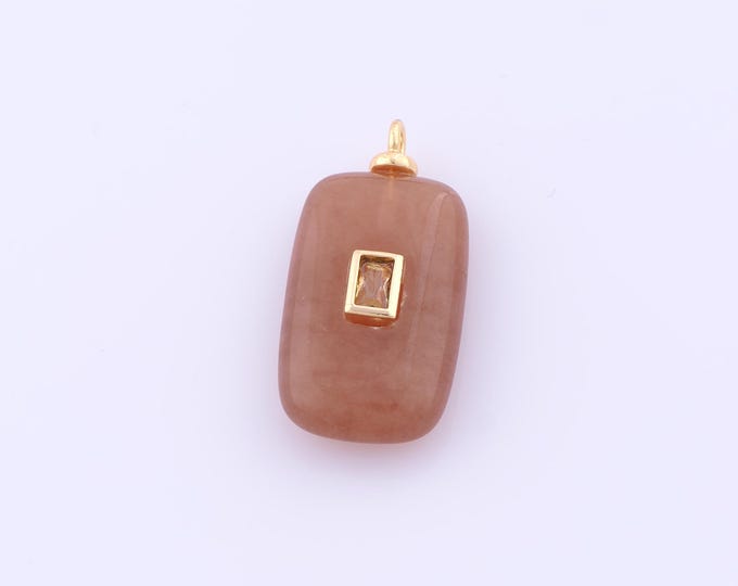 1 pcs Gold Energy Stone Pendant,18K Gold Filled Natural Stone Charm,Stone Charms DIY Bracelet Necklace Jewelry Making Findings Supply
