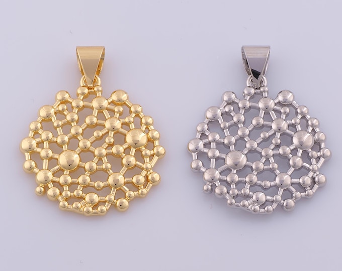 1 pcs Gold Mesh Pendant,18K Gold Filled Bohemian Charm,Minimalist Charms DIY Bracelet Necklace Jewelry Making Findings Supply
