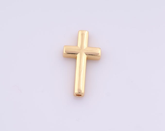 1 pcs 18K Gold Filled Cross Spacer Beads,Religious Beads,Christian Beads for DIY Jewelry Making Findings Supply