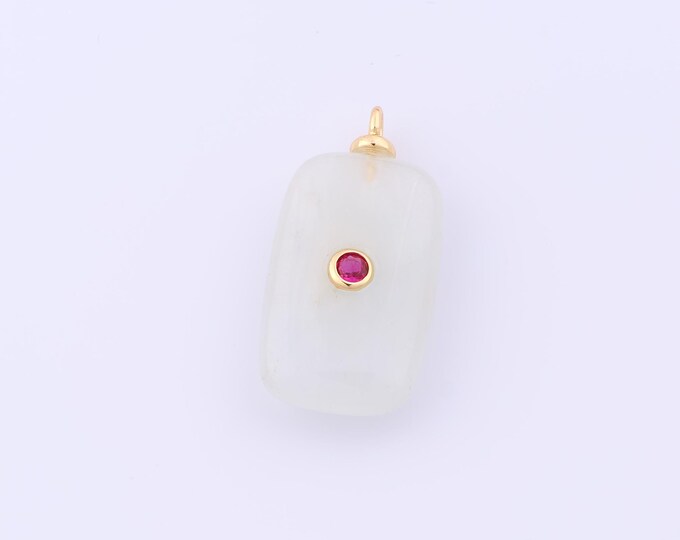 1 pcs Gold Energy Stone Pendant,18K Gold Filled Natural Stone Charm,Stone Charms DIY Bracelet Necklace Jewelry Making Findings Supply