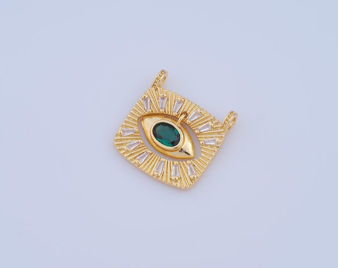 1 pcs Gold CZ Evil Eye Pendant,18K Gold Filled Eye Charm,Devil Eye Charm DIY Bracelet Necklace Jewelry Making Findings Supply