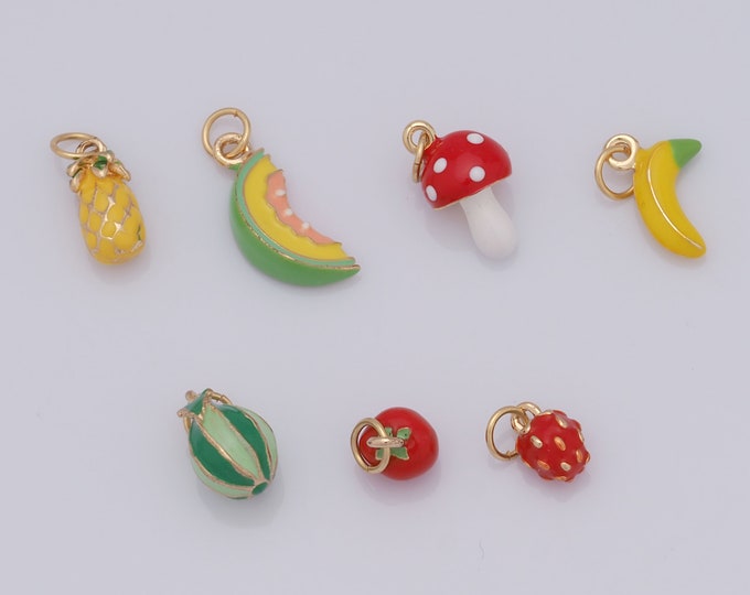 1 pcs Gold Fruit Pendant,18K Gold Filled Watermelon Charm,Banana Charm DIY Bracelet Necklace Jewelry Making Findings Supply