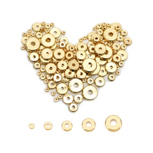 100pcs 14K Gold Filled Flat Spacer Round Beads,Gold Disc Beads,Gold Heishi Beads for DIY Bracelet Necklace Jewelry Findings Making