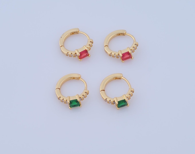 1 pair Gold CZ Hoop Earrings,18K Gold Filled Huggie Hoop Earring ,Hoop Earrings,Hypoallergenic Huggie Hoop,Gift for Her