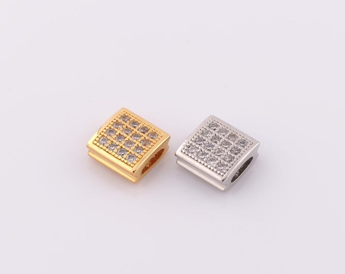 1 pcs 18K Gold Filled Square Spacer Beads,Flat Beads,Square Beads for DIY Jewelry Making Findings Supply