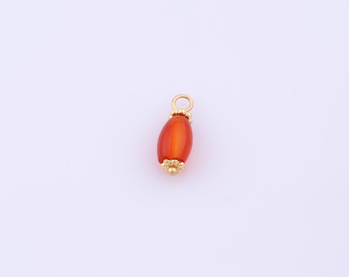 1 pcs Gold Energy Stone Pendant,18K Gold Filled Natural Stone Charm,Red Agate Charms DIY Bracelet Necklace Jewelry Making Findings Supply