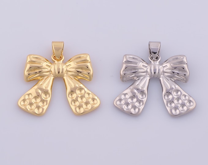1 pcs Gold Bow Pendant,18K Gold Filled Tie Charm,Bow Charms DIY Bracelet Necklace Jewelry Making Findings Supply