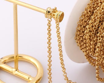 1 Meter Gold Rolo Chain, 18K Gold Filled Semi Finished Chain, Specialty Chains, DIY Jewelry Making Supplies