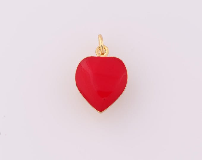 1 pcs Gold Enamel Heart Pendant,18K Gold Filled Heart Charm,Heart Charm DIY Bracelet Necklace Jewelry Making Findings Supply