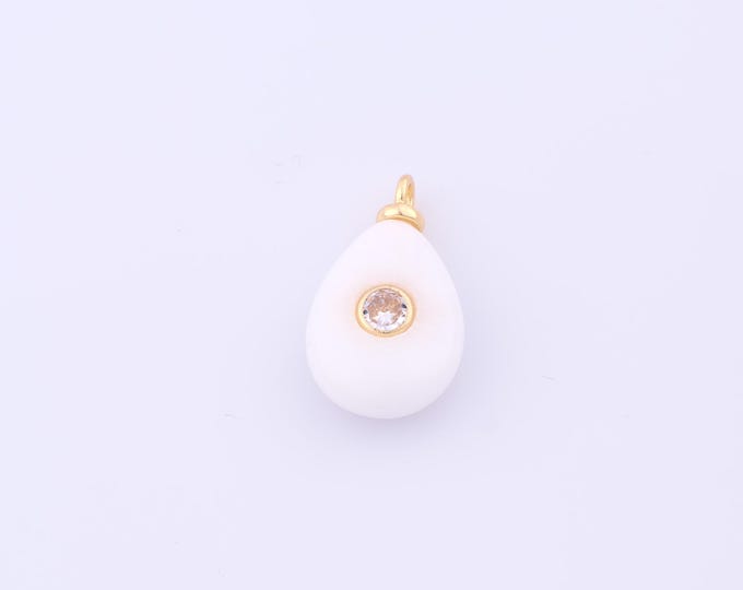 1 pcs Gold Energy Stone Pendant,18K Gold Filled Natural Stone Charm,White Jade Charms DIY Bracelet Necklace Jewelry Making Findings Supply