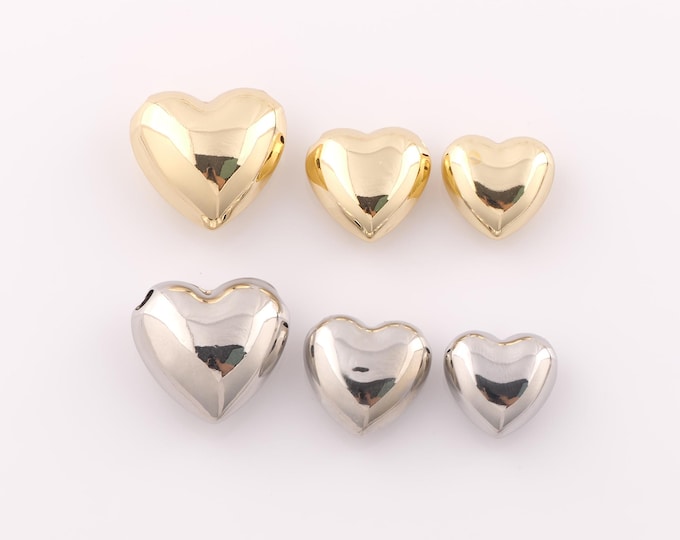 1 pcs 18K Gold Filled Puffed Heart Pendant,Love Charms,Beads Charm for DIY Jewelry Making Findings Supply