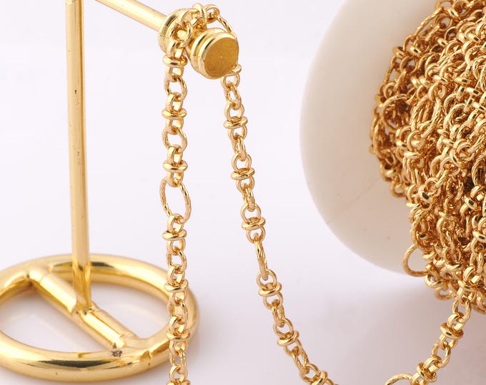 1 Meter Gold Figaro Chain, 18K Gold Filled Semi Finished Chain, Specialty Chains, DIY Jewelry Making Supplies