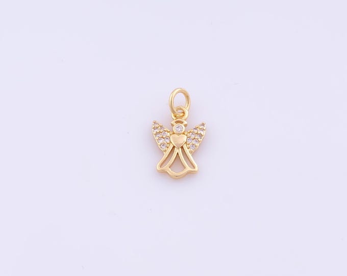 1 pcs Gold CZ Angel Pendant,18K Gold Filled Angel Charm,Angel Charms DIY Bracelet Necklace Jewelry Making Findings Supply