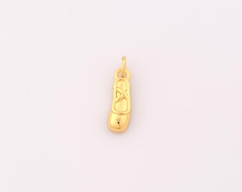 1 pcs Gold Ballet Flat Shoe Pendant,18K Gold Filled Ballet Charm,Dance Shoes Charms DIY Bracelet Necklace Jewelry Making Findings Supply