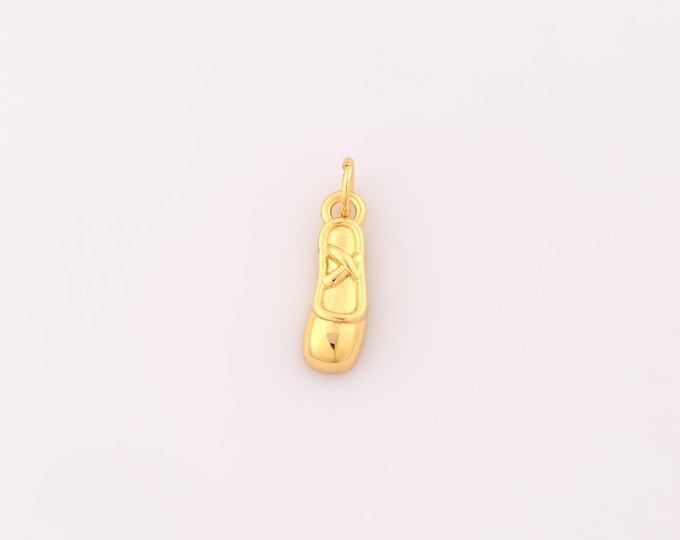 1 pcs Gold Ballet Flat Shoe Pendant,18K Gold Filled Ballet Charm,Dance Shoes Charms DIY Bracelet Necklace Jewelry Making Findings Supply