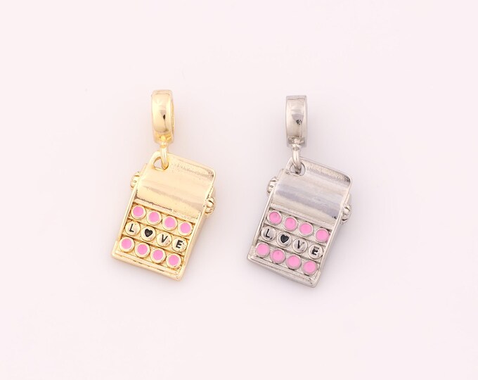 1pcs Gold Cosmetic Box Pendant,18K Gold Filled Cosmetic Charm,Enamel Cosmetic Box Charms DIY Bracelet Necklace Jewelry Making Finding Supply