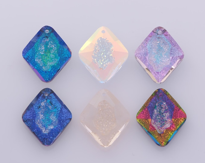 1 pcs Rhombus Crystal Pendant,Crystal AB Charms,Austrian Crystal,Made in Austria DIY Bracelet Necklace Jewelry Making Findings Supply