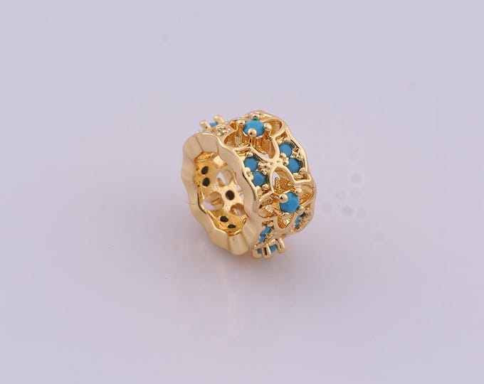 1 pcs 18K Gold Filled Round Spacer Beads,Large Hole Beads,Tube Beads for DIY Jewelry Making Findings Supply