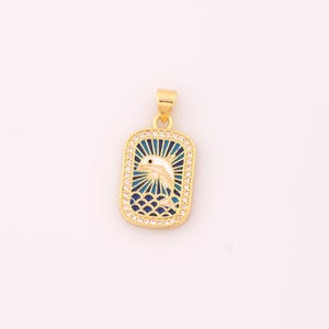 1 pcs Gold Enamel Dolphin Pendant,18K Gold Filled Animal Charm,CZ Dolphin Charms DIY Bracelet Necklace Jewelry Making Findings Supply