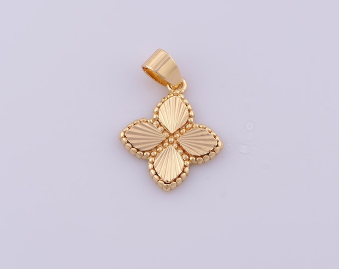 1 pcs Gold Lucky Grass Pendant,18K Gold Filled Flower Charm,Lucky Grass Charms DIY Bracelet Necklace Jewelry Making Findings Supply